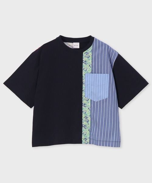 Paul Smith(ポールスミス)の「ウィメンズ "Floral Patchwork" ミックスアップ 半袖Tシャツ / 265126 J287(Tシャツ/カットソー・レディース・ネイビー/ホワイト・MEDIUM)」の1枚目の写真