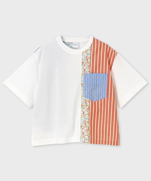 Paul Smith(ポールスミス)の「ウィメンズ "Floral Patchwork" ミックスアップ 半袖Tシャツ / 265126 J287(Tシャツ/カットソー・レディース・ネイビー/ホワイト・MEDIUM)」の2枚目の写真