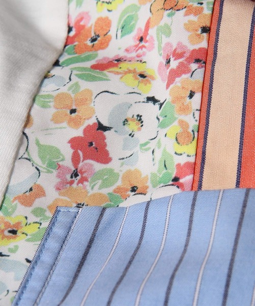 Paul Smith(ポールスミス)の「ウィメンズ "Floral Patchwork" ミックスアップ 半袖Tシャツ / 265126 J287(Tシャツ/カットソー・レディース・ネイビー/ホワイト・MEDIUM)」の10枚目の写真