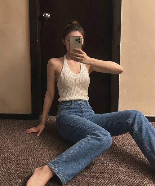 VLETI(ブレッティ)の「Halter Neck Cable Detail Linen Knit Sleeveless (ivory)(Tシャツ/カットソー・レディース・アイボリー・FREE)」の2枚目の写真