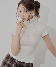セール】【SALON by Chico】ジャガードパフスリーブドッキングニット