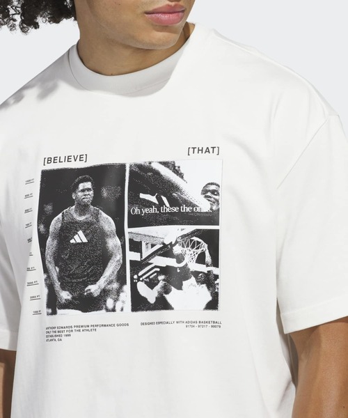 adidas（アディダス）の「アンソニー・エドワーズ 半袖Tシャツ / アディダス adidas（Tシャツ/カットソー・メンズ・ホワイト・XX-LARGE/3XL/LARGE/MEDIUM/SMALL/X-LARGE/X-SMALL）」の5枚目の写真