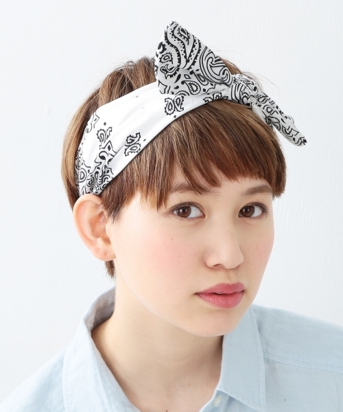 Ctrl freak （コントロール フリーク）の「Ctrl freak / バンダナ ヘアバンド（ヘアバンド・レディース・ホワイト/ネイビー・ONE SIZE）」の4枚目の写真