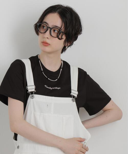 NEEDBY heritage(ニードバイヘリテージ)の「NEEDBY heritage/別注 CROPPED TEE(Tシャツ/カットソー・レディース・ホワイト/ダークブラウン・FREE)」の2枚目の写真