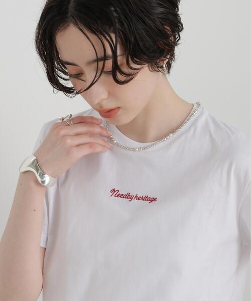 NEEDBY heritage(ニードバイヘリテージ)の「NEEDBY heritage/別注 CROPPED TEE(Tシャツ/カットソー・レディース・ホワイト/ダークブラウン・FREE)」の9枚目の写真