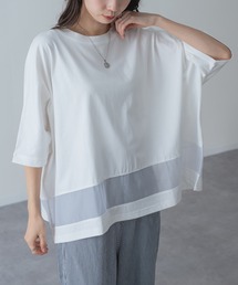 【ANNA LUNA】 1枚で映える! 裾シアー 切り替え ワイド Tシャツ