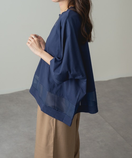ANNA LUNA(アンナルナ)の「【ANNA LUNA】 1枚で映える! 裾シアー 切り替え ワイド Tシャツ(Tシャツ/カットソー・レディース・ネイビー/ブラウン/オフホワイト・MEDIUM)」の21枚目の写真