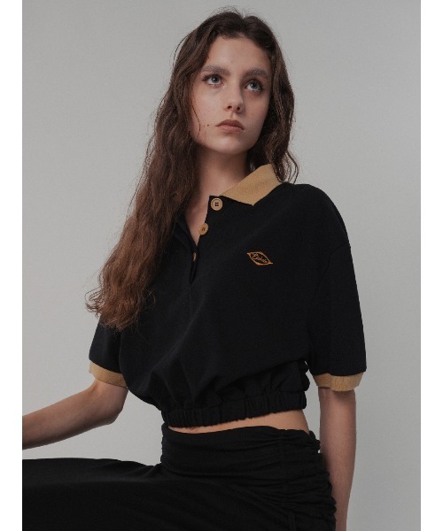 ELCHELE(エルチェレ)の「CROPPED POLO TEE(Tシャツ/カットソー・レディース・ホワイト/グレー/ブラック・FREE)」の11枚目の写真