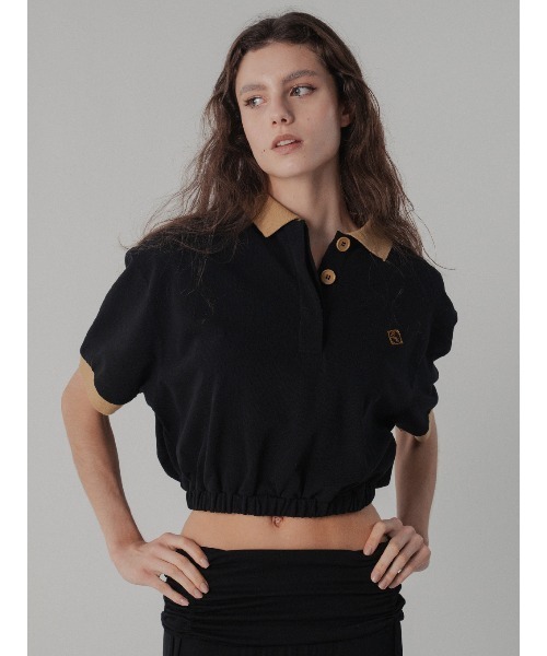 ELCHELE(エルチェレ)の「CROPPED POLO TEE(Tシャツ/カットソー・レディース・ホワイト/グレー/ブラック・FREE)」の9枚目の写真