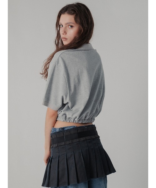 ELCHELE(エルチェレ)の「CROPPED POLO TEE(Tシャツ/カットソー・レディース・ホワイト/グレー/ブラック・FREE)」の6枚目の写真