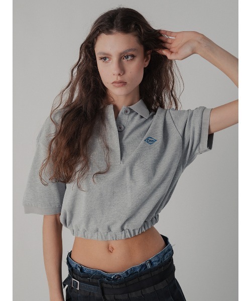 ELCHELE(エルチェレ)の「CROPPED POLO TEE(Tシャツ/カットソー・レディース・ホワイト/グレー/ブラック・FREE)」の4枚目の写真