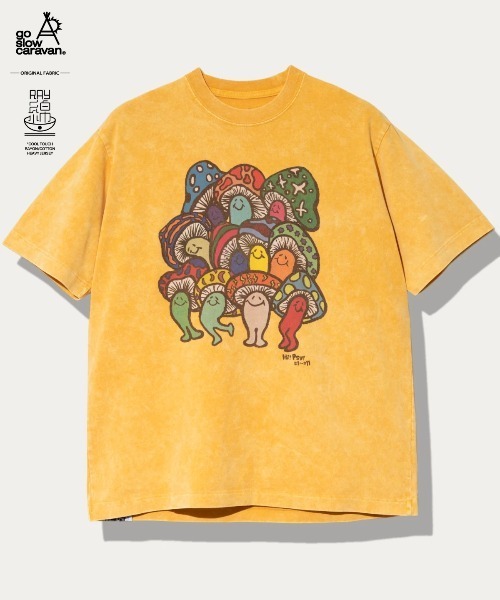 go slow caravan(ゴースローキャラバン)の「RAY綿 G/D Hi!Psy! TEE(Tシャツ/カットソー・メンズ・ブラック系その他2/イエロー・MEDIUM/LARGE/X-LARGE)」の2枚目の写真