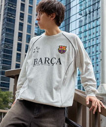 MONO-MART（モノマート）の「【FC BARCELONA FCバルセロナ】別注 ドローコード ラグランスリーブ サッカーゲームデザインロンT（Tシャツ/カットソー）」
