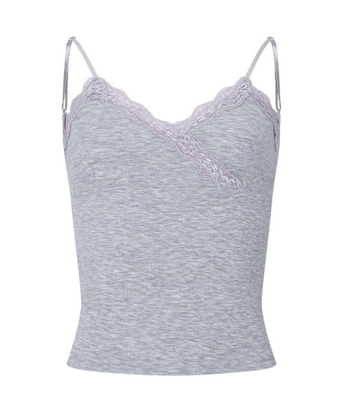 PLEASENOFOLLOW(プリーズノーフォロー)の「Flora Lace Sleeveless Top (Melange Grey)(Tシャツ/カットソー・レディース・その他・FREE)」の2枚目の写真