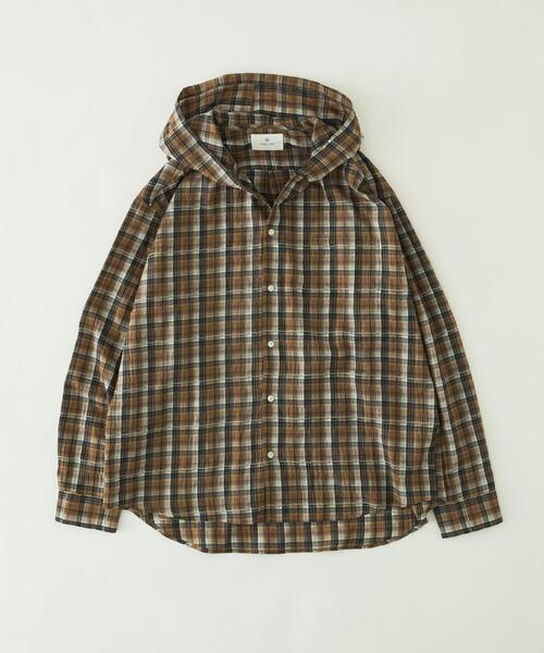 URBAN RESEARCH Sonny Label(アーバンリサーチサニーレーベル)の「チェックフーデッドシャツ(シャツ/ブラウス・メンズ・グリーン系その他/ブラウン系その他・MEDIUM/LARGE)」の2枚目の写真