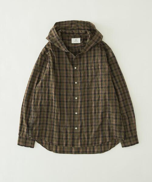 URBAN RESEARCH Sonny Label(アーバンリサーチサニーレーベル)の「チェックフーデッドシャツ(シャツ/ブラウス・メンズ・グリーン系その他/ブラウン系その他・MEDIUM/LARGE)」の1枚目の写真