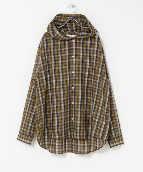 URBAN RESEARCH Sonny Label(アーバンリサーチサニーレーベル)の「チェックフーデッドシャツ(シャツ/ブラウス・メンズ・グリーン系その他/ブラウン系その他・MEDIUM/LARGE)」の3枚目の写真