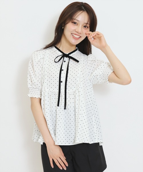 WILLSELECTION(ウィルセレクション)の「リボンタイギャザーAラインブラウス(シャツ/ブラウス・レディース・ホワイト系その他/オフホワイト/ダークブラウン・FREE)」の14枚目の写真