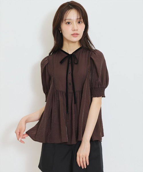 WILLSELECTION(ウィルセレクション)の「リボンタイギャザーAラインブラウス(シャツ/ブラウス・レディース・ホワイト系その他/オフホワイト/ダークブラウン・FREE)」の19枚目の写真
