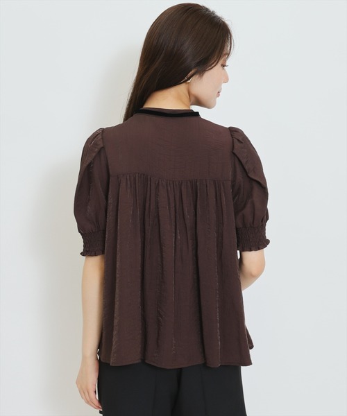 WILLSELECTION(ウィルセレクション)の「リボンタイギャザーAラインブラウス(シャツ/ブラウス・レディース・ホワイト系その他/オフホワイト/ダークブラウン・FREE)」の9枚目の写真