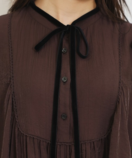 WILLSELECTION(ウィルセレクション)の「リボンタイギャザーAラインブラウス(シャツ/ブラウス・レディース・ホワイト系その他/オフホワイト/ダークブラウン・FREE)」の10枚目の写真