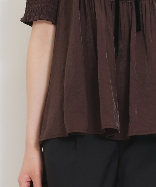 WILLSELECTION(ウィルセレクション)の「リボンタイギャザーAラインブラウス(シャツ/ブラウス・レディース・ホワイト系その他/オフホワイト/ダークブラウン・FREE)」の12枚目の写真
