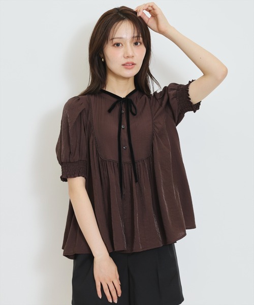 WILLSELECTION(ウィルセレクション)の「リボンタイギャザーAラインブラウス(シャツ/ブラウス・レディース・ホワイト系その他/オフホワイト/ダークブラウン・FREE)」の13枚目の写真