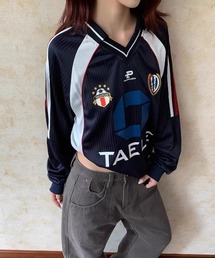 ampm（エーエムピーエム）の「ロゴデザイン サッカーゲームシャツ 長袖 ユニフォームトップス ユニセックス スポーツMIX（Tシャツ/カットソー）」