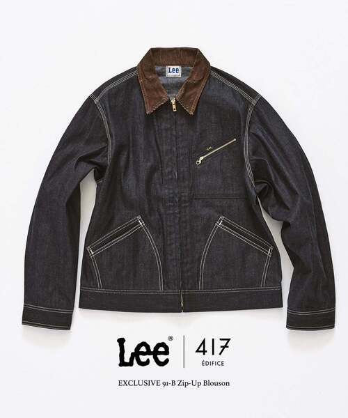 417 EDIFICE(フォーワンセブンエディフィス)の「LEE × 417 91-B ジップブルゾン(デニムジャケット・メンズ・ブラック/ネイビー/ブルー・MEDIUM/LARGE/X-LARGE)」の2枚目の写真