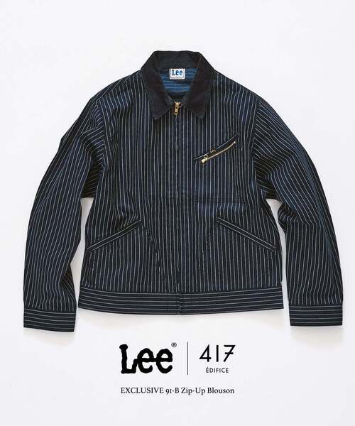 417 EDIFICE(フォーワンセブンエディフィス)の「LEE × 417 91-B ジップブルゾン(デニムジャケット・メンズ・ブラック/ネイビー/ブルー・MEDIUM/LARGE/X-LARGE)」の3枚目の写真