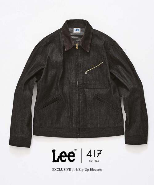417 EDIFICE(フォーワンセブンエディフィス)の「LEE × 417 91-B ジップブルゾン(デニムジャケット・メンズ・ブラック/ネイビー/ブルー・MEDIUM/LARGE/X-LARGE)」の1枚目の写真