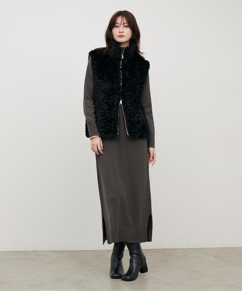 LARUTA(ラルータ)の「【LARUTA】ボアベスト×ニットワンピースセット(ワンピース・レディース・ブラック/モカ/ブラウン・LARGE/MEDIUM)」の2枚目の写真