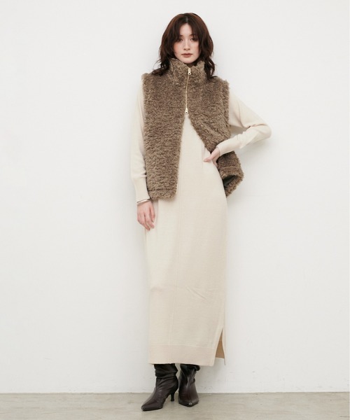 LARUTA(ラルータ)の「【LARUTA】ボアベスト×ニットワンピースセット(ワンピース・レディース・ブラック/モカ/ブラウン・LARGE/MEDIUM)」の13枚目の写真