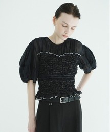 COLOR STITCHED SHIRRING TOPS 11122-4263