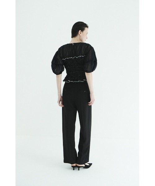 CLANE(クラネ)の「COLOR STITCHED SHIRRING TOPS 11122-4263(Tシャツ/カットソー・レディース・ブラック/オフホワイト・1/2)」の10枚目の写真