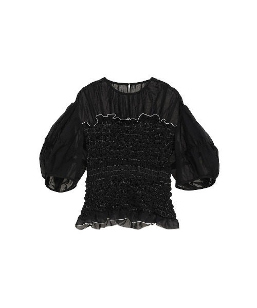 CLANE(クラネ)の「COLOR STITCHED SHIRRING TOPS 11122-4263(Tシャツ/カットソー・レディース・ブラック/オフホワイト・1/2)」の18枚目の写真