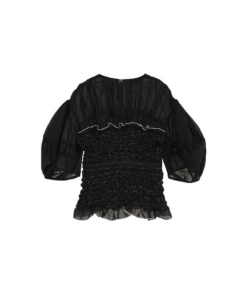 CLANE(クラネ)の「COLOR STITCHED SHIRRING TOPS 11122-4263(Tシャツ/カットソー・レディース・ブラック/オフホワイト・1/2)」の19枚目の写真