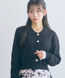 <大きいサイズ>ジャガードニットショート丈カーディガン marun