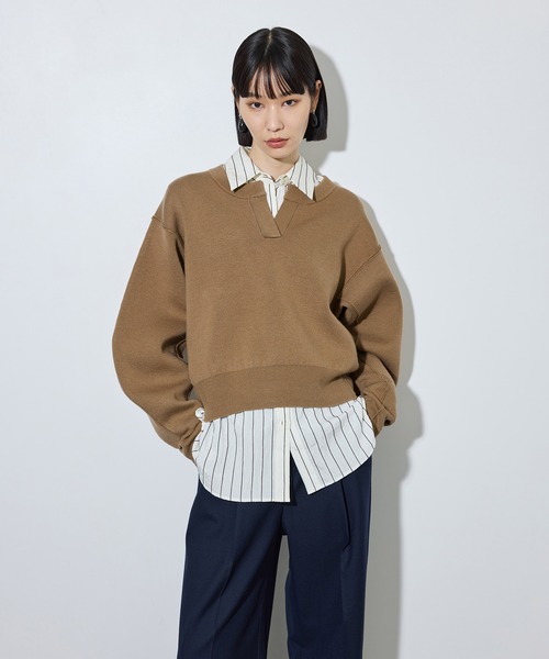 ADAM ET ROPE'（アダムエロペ）の「【サステナブル】バックロゴスウェットニット（スウェット・レディース・チャコールグレー/ピンク/キャメル・FREE）」の18枚目の写真