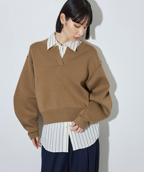 ADAM ET ROPE'（アダムエロペ）の「【サステナブル】バックロゴスウェットニット（スウェット・レディース・チャコールグレー/ピンク/キャメル・FREE）」の17枚目の写真
