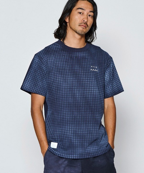 ACANTHUS(アカンサス)の「mt10685- Grid Print Tee グリッドプリントTシャツ(MA2718)(Tシャツ/カットソー・メンズ・ブラック/ホワイト/ネイビー・XL/L/M/S)」の3枚目の写真