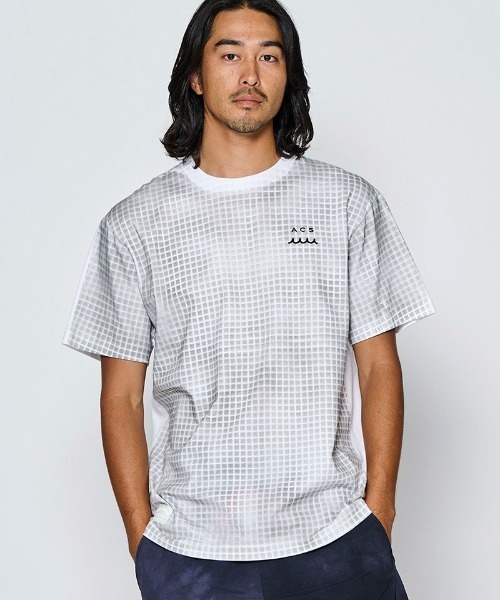 ACANTHUS(アカンサス)の「mt10685- Grid Print Tee グリッドプリントTシャツ(MA2718)(Tシャツ/カットソー・メンズ・ブラック/ホワイト/ネイビー・XL/L/M/S)」の1枚目の写真