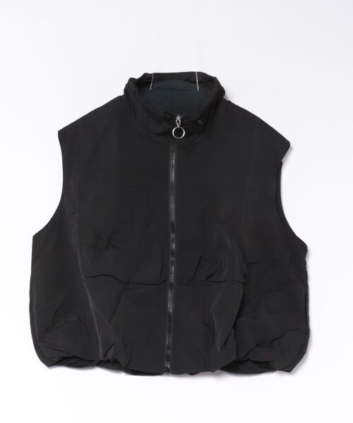 minius(ミニウス)の「ナイロンベスト/ノーカラー ジップアップ ベスト ショート丈 タウンユース(ベスト・レディース・ブラック/ベージュ・FREE)」の7枚目の写真