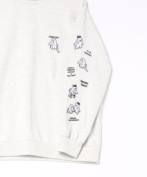 GORGE(ゴージ)の「アソートキャラクター 袖刺繍ダンボールトレーナー|全4色(スウェット・レディース・オートミール/グリーン/ブラック/チャコール・F)」の6枚目の写真