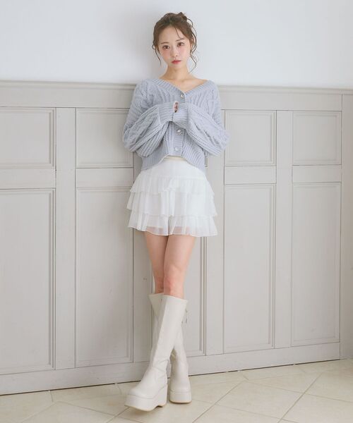 MAJESTIC LEGON(マジェスティックレゴン)の「シアーフリルティアードミニスカパン(スカート・レディース・ブラック・MEDIUM)」の16枚目の写真
