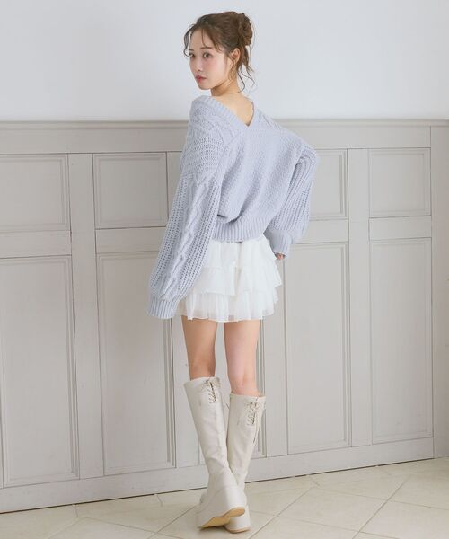 MAJESTIC LEGON(マジェスティックレゴン)の「シアーフリルティアードミニスカパン(スカート・レディース・ブラック・MEDIUM)」の18枚目の写真