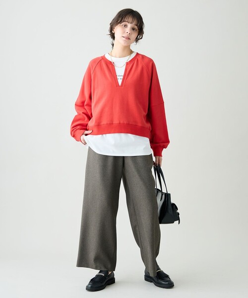 ANY(エニィ)の「パウダリーツイード ワイドストレートパンツ(セットアップ着用可)(その他パンツ・レディース・ネイビー系/ダークブラウン系3/ベージュ系/グレー系/ブラック系・X-LARGE)」の15枚目の写真