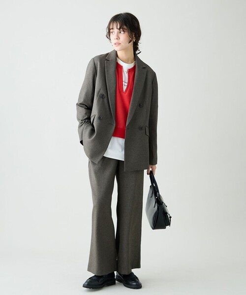 ANY(エニィ)の「パウダリーツイード ワイドストレートパンツ(セットアップ着用可)(その他パンツ・レディース・ネイビー系/ダークブラウン系3/ベージュ系/グレー系/ブラック系・X-LARGE)」の16枚目の写真