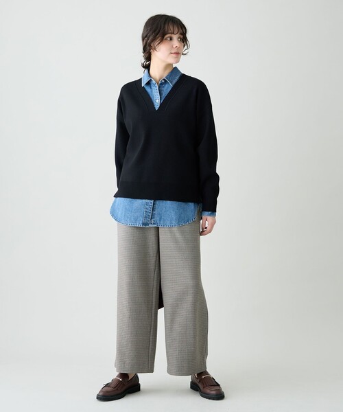 ANY(エニィ)の「パウダリーツイード ワイドストレートパンツ(セットアップ着用可)(その他パンツ・レディース・ネイビー系/ダークブラウン系3/ベージュ系/グレー系/ブラック系・X-LARGE)」の20枚目の写真