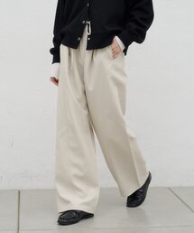 ∴フェイクレザー切替ワイドイージーパンツ